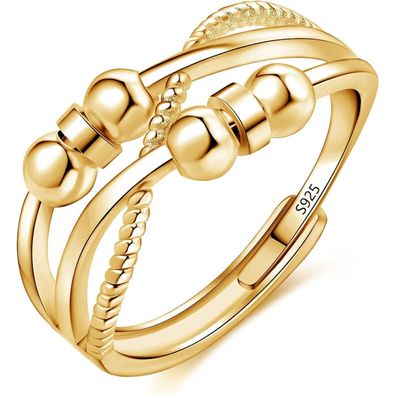 Josfeva 925 Sterling Silber Angst Ring, Einstellbar Anti Stress Zappelring mit