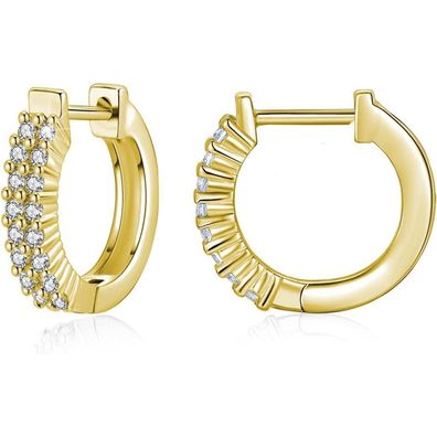 EPVOA Creolen Damen 925 Sterling Silber, Gold/Roségold, mit 5A Zirkonia, 15MM