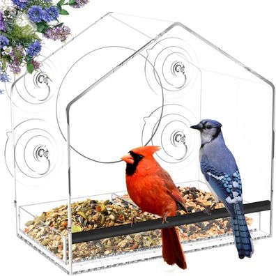 Jarkyfine Fenster Futterhaus für Vögel, Vogelhaus mit Saugnäpfen, Groß