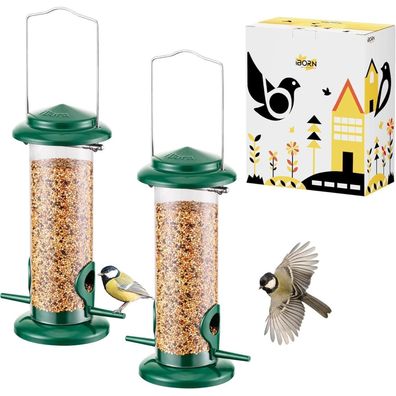 iBorn Vogelfutterhaus zum Aufhängen, Metall, Grün, 2 Stück, für Garten