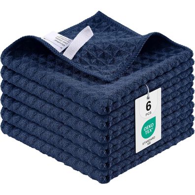Moosfor Microfasertücher 6er-Set, Marine Blau, 30 x 30 cm - Saugfähig