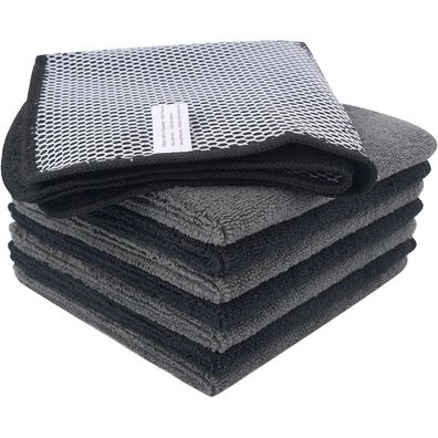 VIVOTE Mikrofaser Spültücher 8er Set (30x30cm) - Grau/Schwarz, mit
