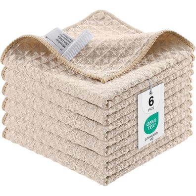 Moosfor Microfasertücher 6er-Set, 30x30 cm, Beige - Saugfähig & Fusselfrei