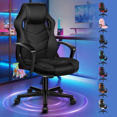 Alfordson Gaming-Stuhl Mega Serie Schwarz, ergonomischer Schreibtischstuhl aus