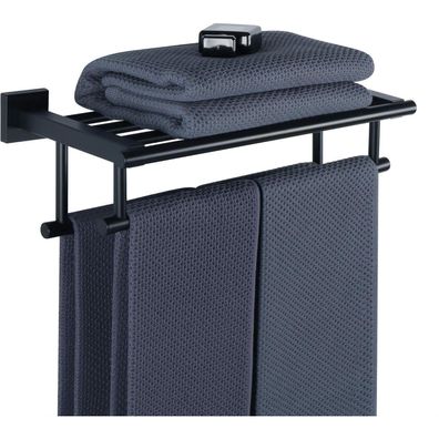 SAYAYO Doppel Handtuchhalter Bad Schwarz Edelstahl Premium Handtuchstange 40CM