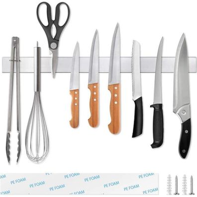Ninonly Magnetleiste für Messer, 50cm Edelstahl, selbstklebend oder zum Bohren