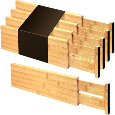 Utoplike Bambus Schubladenteiler groß, verstellbar (47,2-52,3 cm Innenmaß), 4