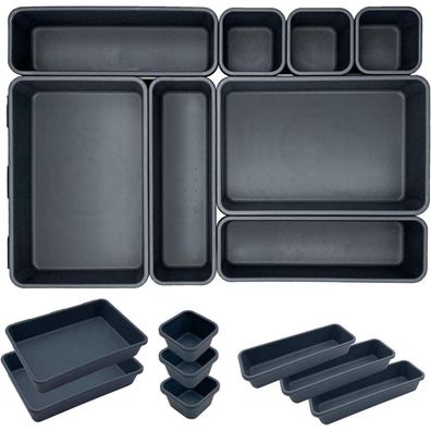 JinPhon 8tlg Schubladen Organizer Set Grau - Praktisches Ordnungssystem für