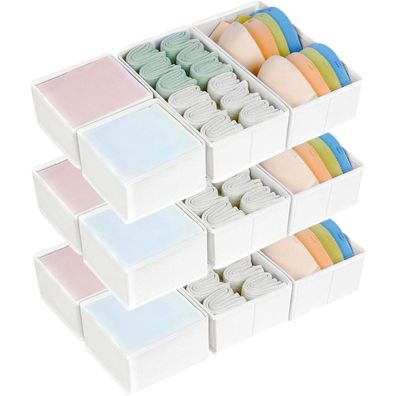 Homsorout 12er Set Schubladen Organizer, faltbare Stoff Aufbewahrungsboxen für