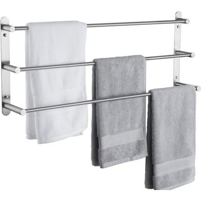 KES Handtuchhalter 3 Stangen, Edelstahl SUS 304, Gebürstet, 75 CM Wandmontage