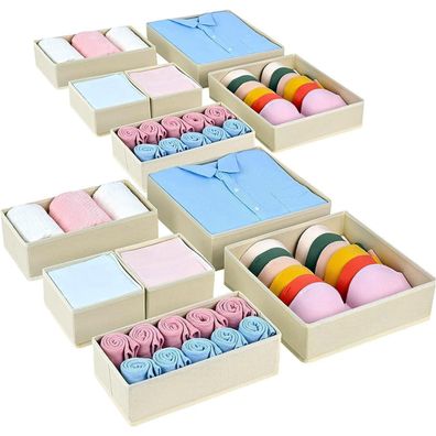 Homsorout 12er Set Schubladen Organizer - Faltbare Aufbewahrungsboxen aus Stoff