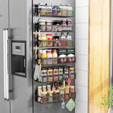 Aufworld Magnetisches Gewürzregal für Kühlschrank (6er Pack) - Vielseitiger