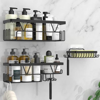 Kegii Duschablage Set (3 Stück) ohne Bohren - Badezimmer Regal Organizer