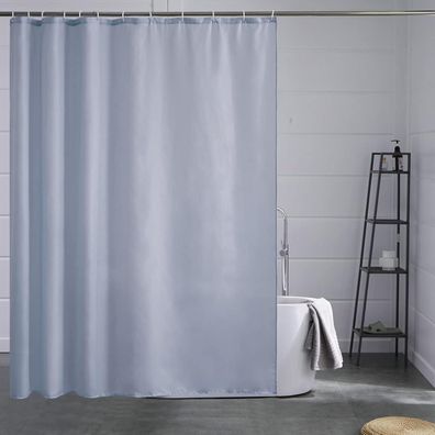 Furlinic Duschvorhang 180x180 cm, Textiler Badvorhang aus Polyester, Grau Blau