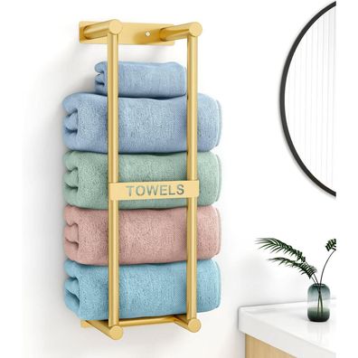 STWWO Handtuchregal Badezimmer Wandmontage Gold 56cm, Gästehandtuchhalter für