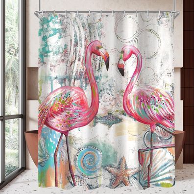 Lerores Duschvorhang 180x200cm mit Liebesvogel-Muster, wasserabweisend und