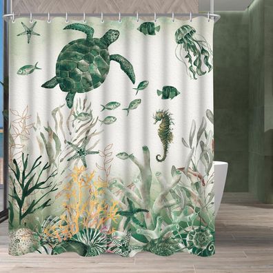 Lerores Duschvorhang 160x160 cm Meeresschildkröte Antischimmel Wasserabweisend