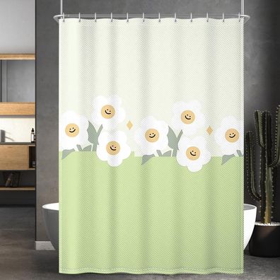 Lerores Duschvorhang 120x200 cm Grünes Lächeln - Wasserabweisend & Waschbar