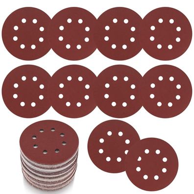 Varhhuxha 30 Stk Schleifpapier 125mm Klett, 40 Körnung, 8 Löcher für