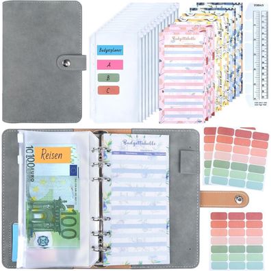 ANYUKE A6 Budget Planer Binder Set mit 12 Geldumschlägen und Zubehör für