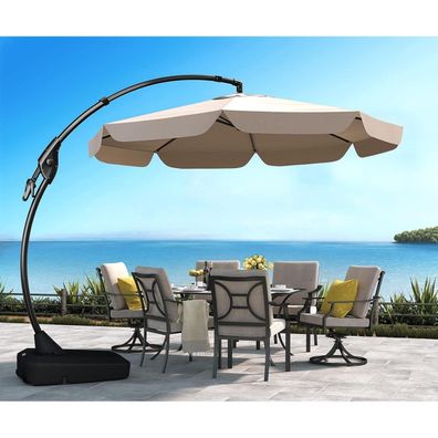 Grand Patio Sonnenschirm 300cm mit Volant, Neigungswinkelverstellung, UV-Schutz