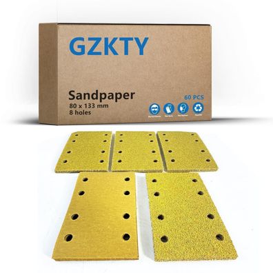 GZKTY Klett-Schleifpapier Set, 60 Blätter, 80x133 mm, 7 Körnungen (40-320) für