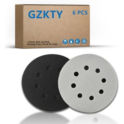 GZKTY Klett-Schleifteller 125mm, 6 Stück Soft Pad mit 8 Löchern für