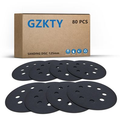 GZKTY 80tlg Nassschleifpapier 125mm Klett für Exzenterschleifer - Mix Körnung