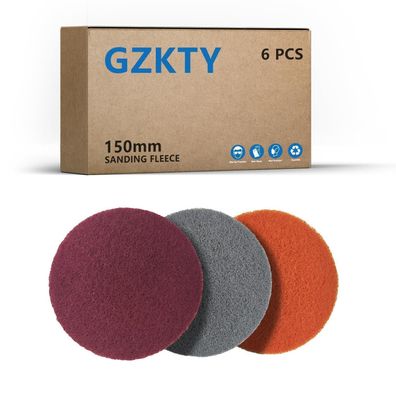 GZKTY Schleifvlies 150 mm Klett, 6 Stück - Ideal für Rund- und