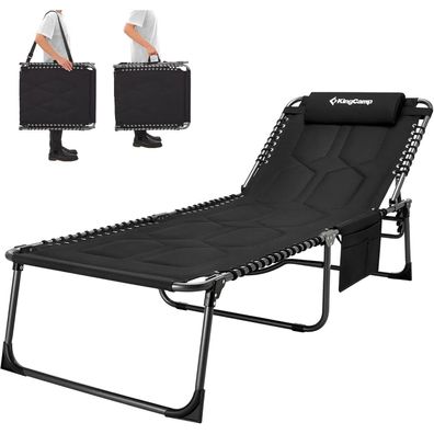 KingCamp Übergroße Klappbare Sonnenliege, 5-fach verstellbar, bis 200 kg, mit