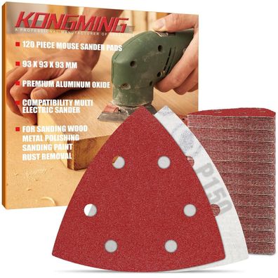 Kongming Schleifpapier Dreieckschleifer Klett 120 Stück Körnung 150, 6 Loch