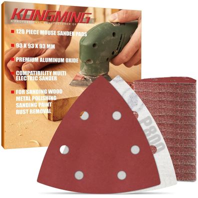 Kongming Schleifpapier Dreieckschleifer Klett 120 Stück Körnung 800, 6 Loch