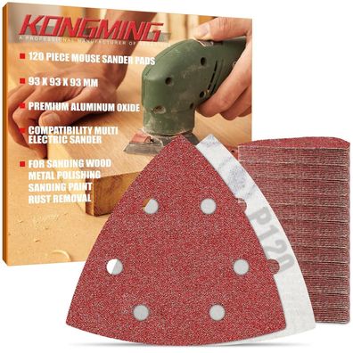 Kongming Schleifpapier Dreieckschleifer Klett 120 Stück Körnung 180, 6 Loch