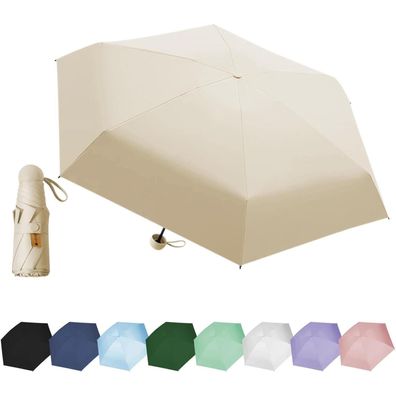 Eepluyty Mini-Regenschirm, 6-Knochen-Design, UV-Schutz, Sonnenschutz, für Regen