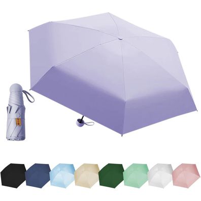 Eepluyty Mini-Regenschirm, 6-Knochen, UV-Schutz, Sonnenschutz, tragbar