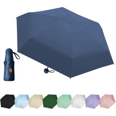 Eepluyty Mini-Regenschirm, 6-Knochen, UV-Schutz, Sonnenschutz, Königsblau