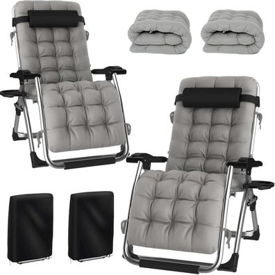 Hengriacly 2er Set Liegestuhl Klappbar, Gartenliege Relaxliege Belastbar 200kg