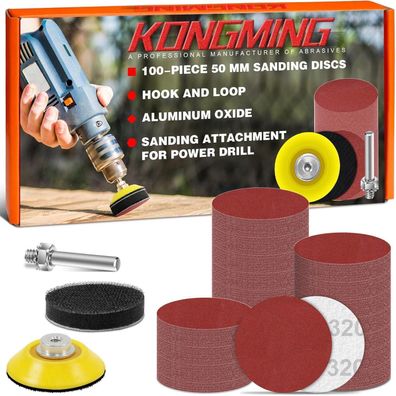 Kongming Schleifscheiben 50mm Klett, 100 Stück, Körnung 320 - Ideal für