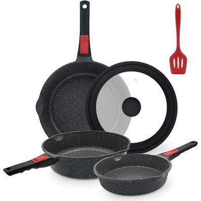 Aikenbbkk Pfannenset 5-teilig (20/24/28 cm) mit abnehmbarem Griff