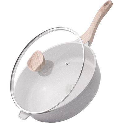 Kordisen Keramik Bratpfanne mit Deckel, 30 cm Antihaft Tiefe Pfanne, Induktion