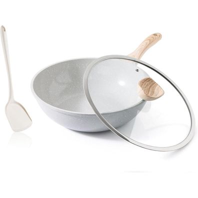 Kordisen Keramik-Wok 30 cm mit Deckel, Induktionsgeeignet, Antihaftbeschichtet