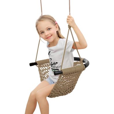 SFITVE Kinderschaukel Khaki - Handgestrickter, bequemer und atmungsaktiver