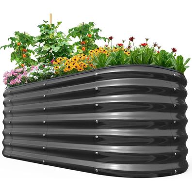 Quictent Hochbeet Metall 240x120x45cm, Wetterfestes extragroßes Pflanzenbeet