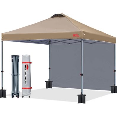 MasterCanopy 2,5x2,5m Pop-up Faltpavillon mit Seitenwand - Khaki