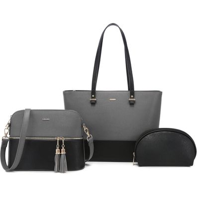 Lovevook Handtasche Damen Shopper Schultertasche Groß 3-teiliges Set C