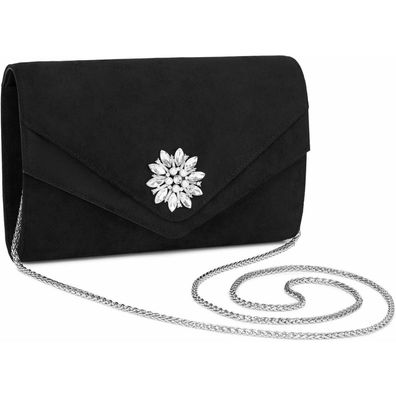 Miss Lulu Damen Clutch Umhängetasche Wildleder-Optik Leichtgewicht für