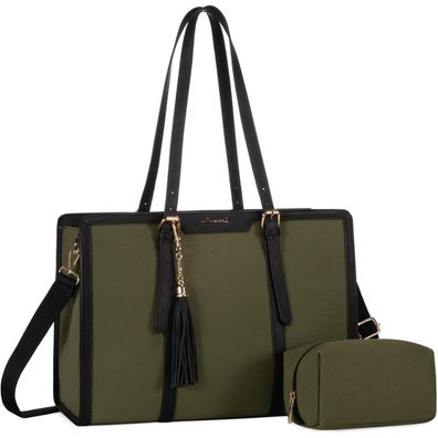 Lovevook Lehrertasche Damen Laptoptasche 15,6 Zoll Canvas Shopper Arbeitstasche