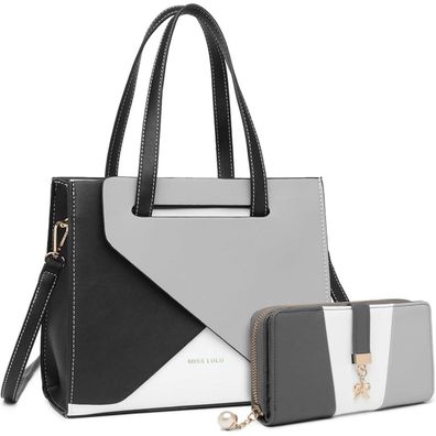 Miss Lulu Damen Handtasche Henkeltasche aus PU Leder, Schultertasche mit
