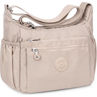 WACCET Umhängetasche Damen Groß, Wasserdichte Nylon Crossbody Bag mit breitem