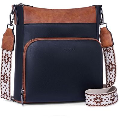 Roulens Umhängetaschen Damen: Mittelgroße Crossbody Bag aus weichem veganem